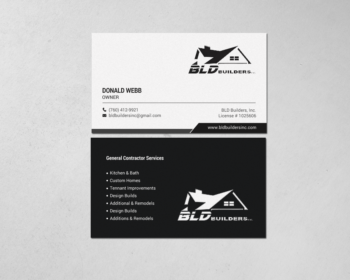Business Card Design by chandrayaan.creative for BLD Builders, Inc. | Design #17396015