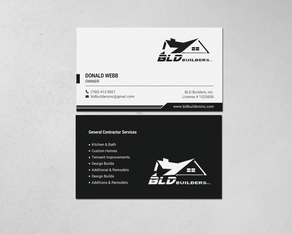 Business Card Design by chandrayaan.creative for BLD Builders, Inc. | Design #17396016