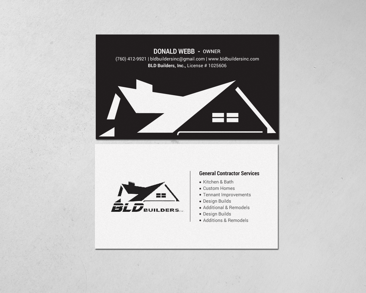 Business Card Design by chandrayaan.creative for BLD Builders, Inc. | Design #17396028