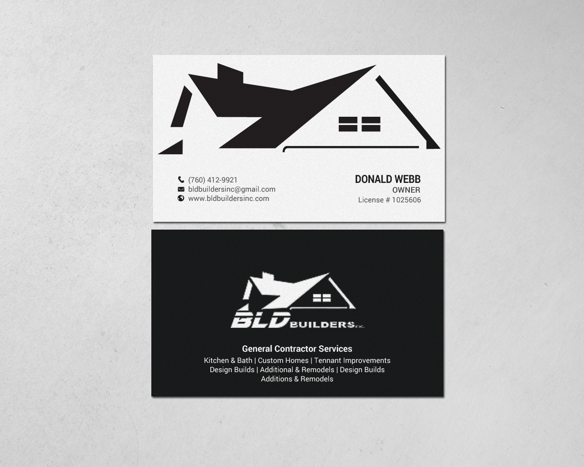 Business Card Design by chandrayaan.creative for BLD Builders, Inc. | Design #17396029