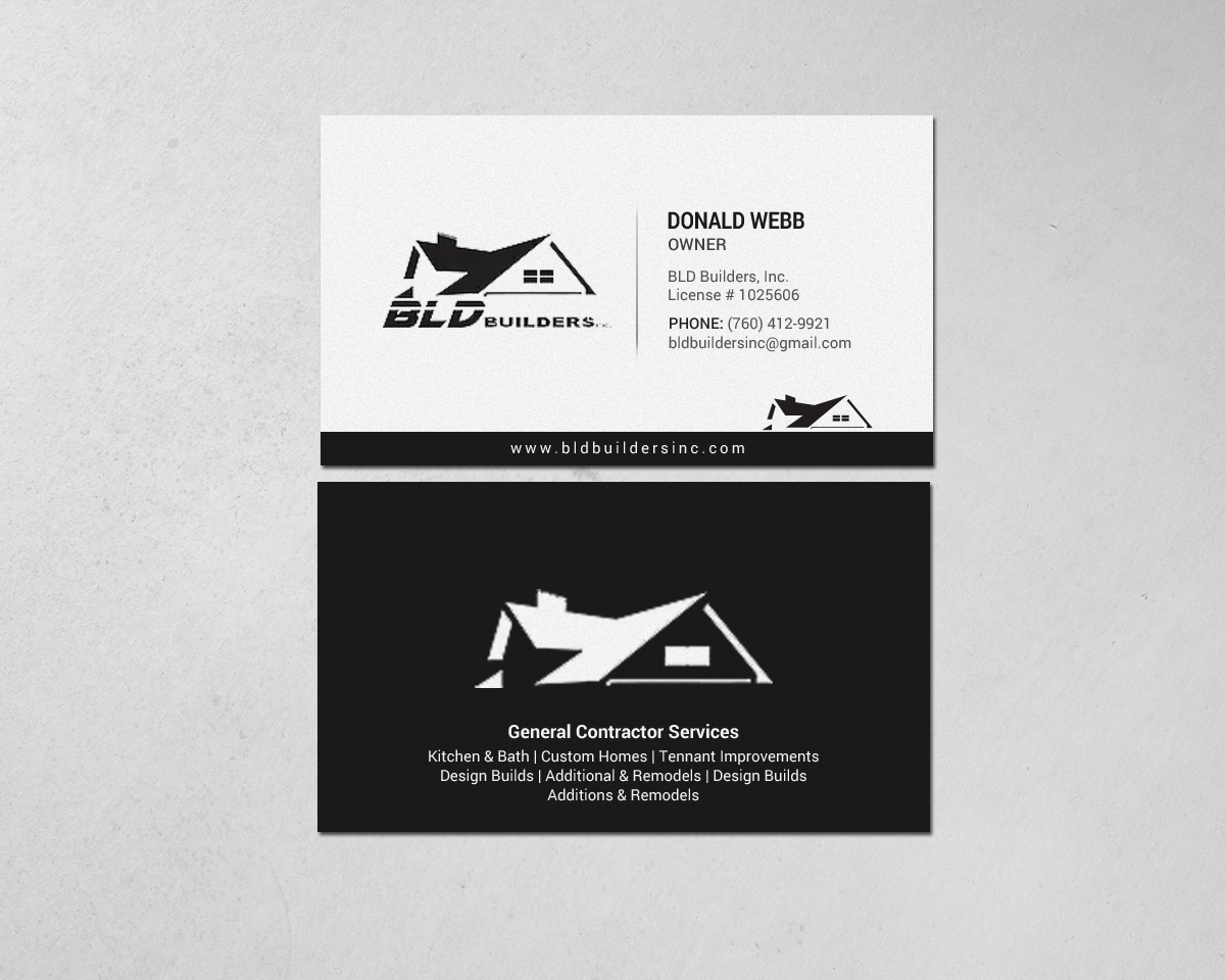 Business Card Design by chandrayaan.creative for BLD Builders, Inc. | Design #17396031