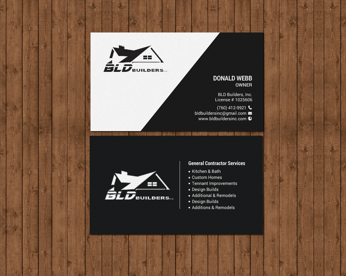 Business Card Design by chandrayaan.creative for BLD Builders, Inc. | Design #17397407