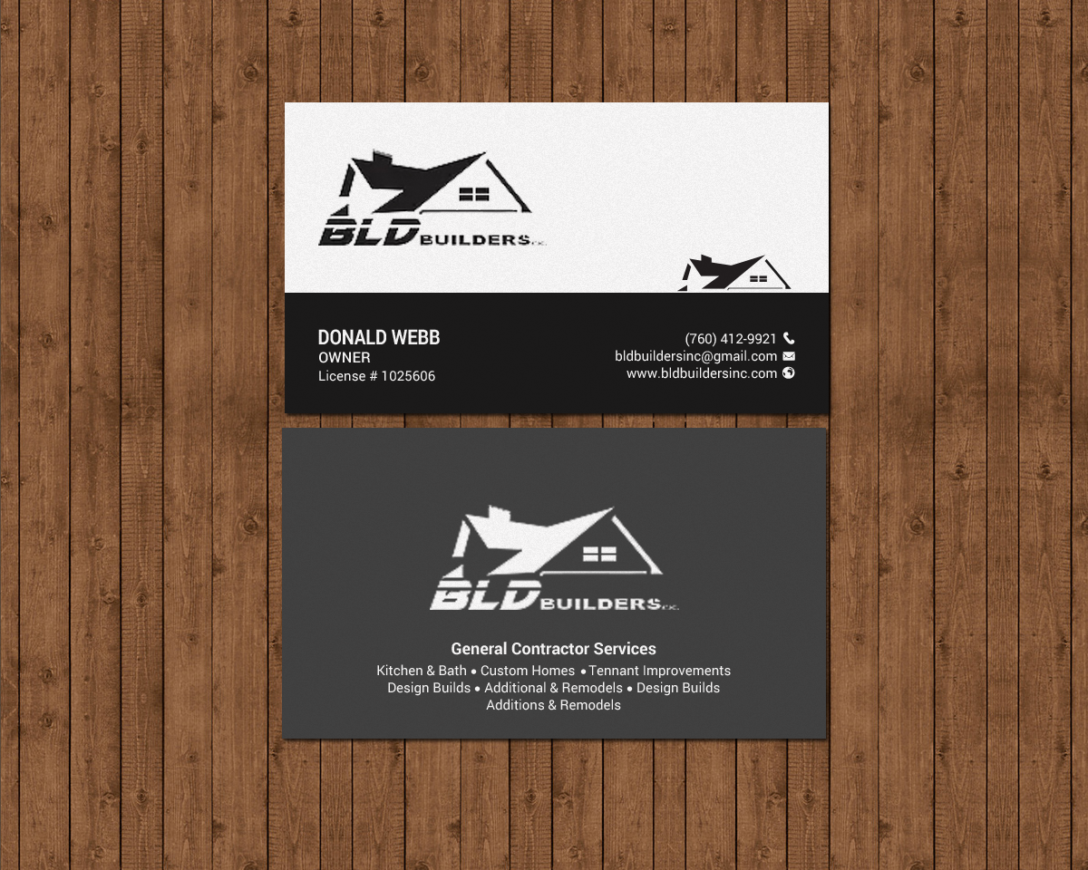 Business Card Design by chandrayaan.creative for BLD Builders, Inc. | Design #17397411