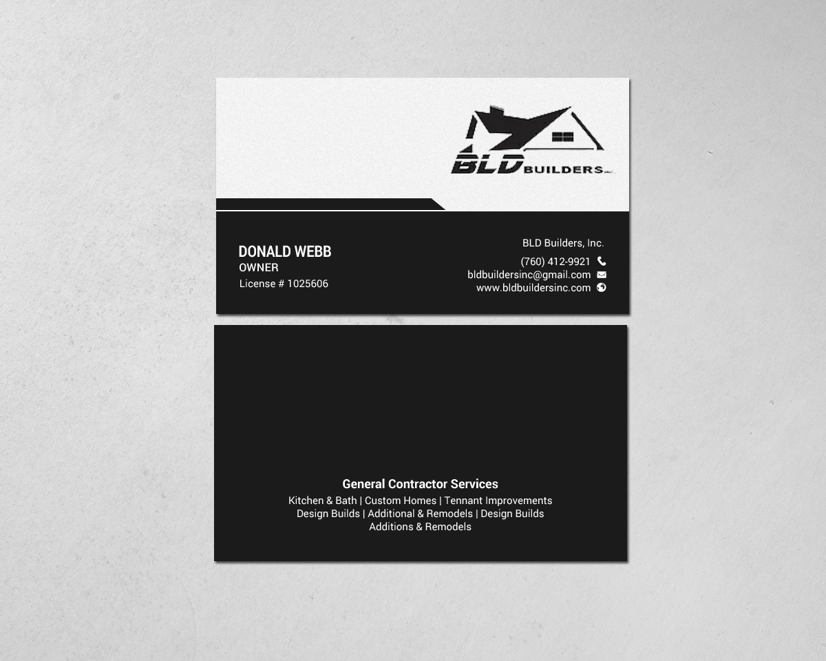 Business Card Design by chandrayaan.creative for BLD Builders, Inc. | Design #17397439