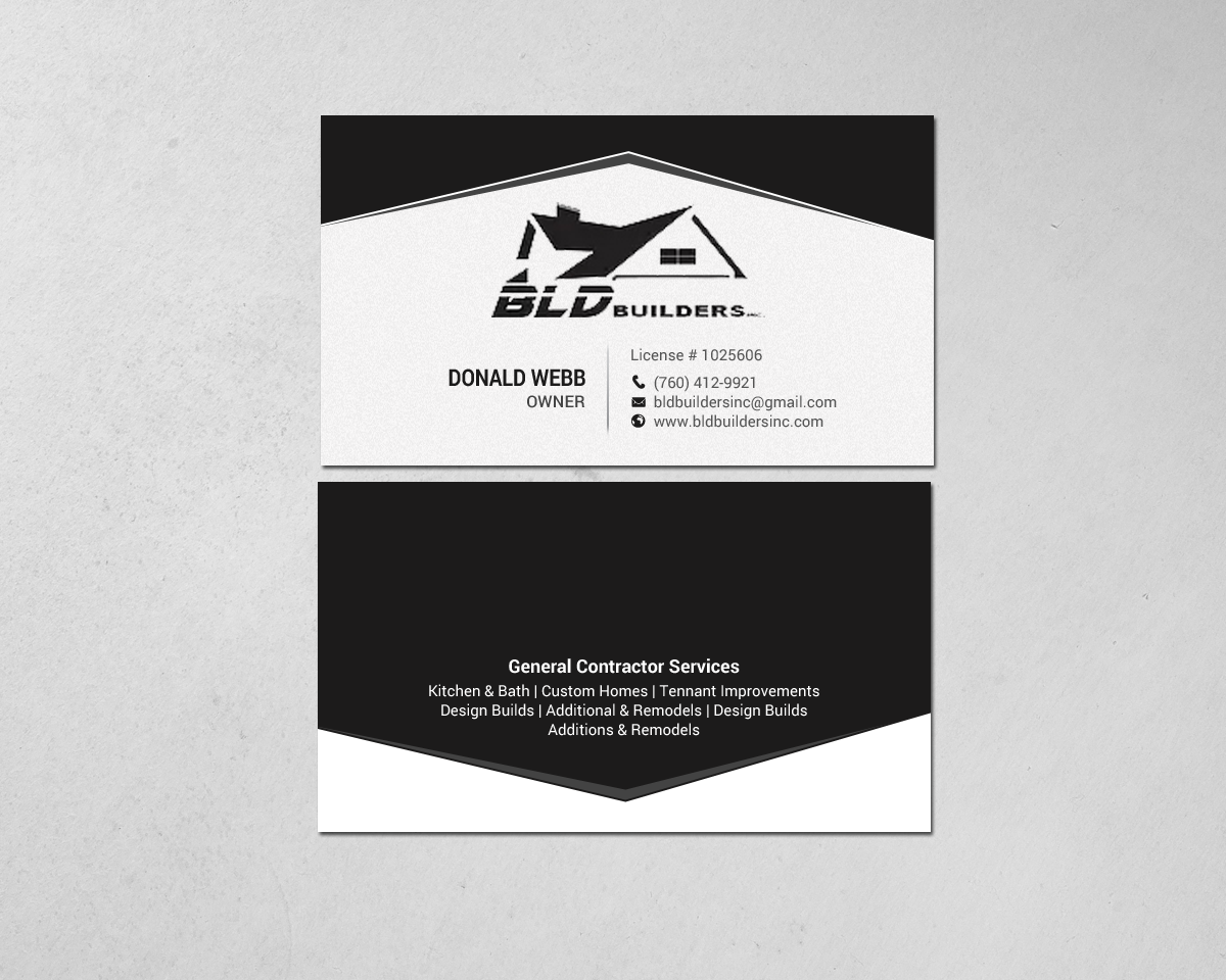 Business Card Design by chandrayaan.creative for BLD Builders, Inc. | Design #17397441