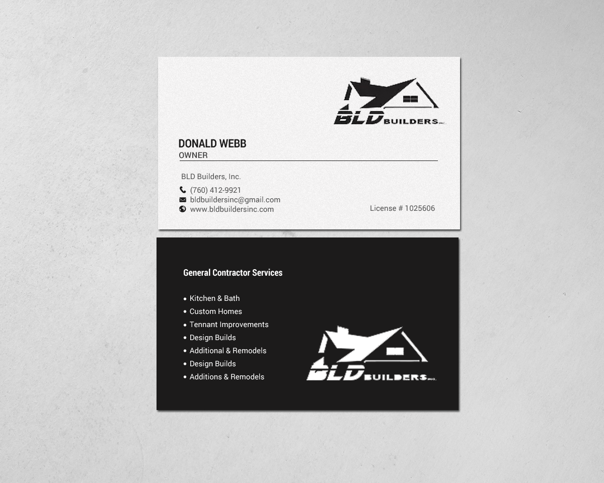 Business Card Design by chandrayaan.creative for BLD Builders, Inc. | Design #17397442