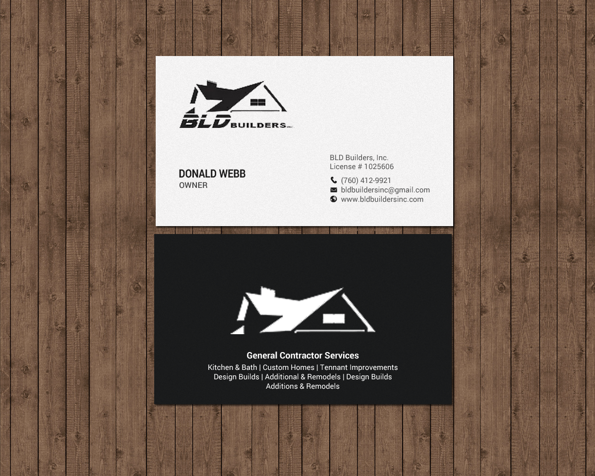 Business Card Design by chandrayaan.creative for BLD Builders, Inc. | Design #17397510