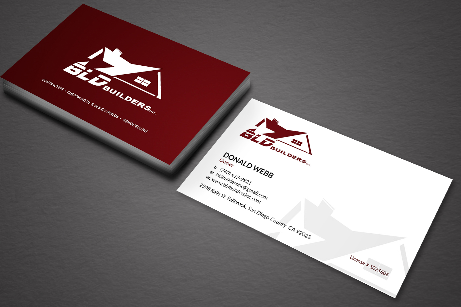 Business Card Design by Sarah Mathews for BLD Builders, Inc. | Design #17397776