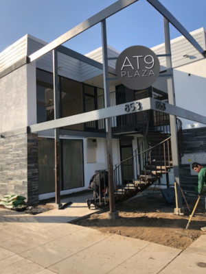 AT 9 Plaza sign for a building that is retail and profesional bldg at the corner of Atlantic and 9th | Signage Design by Priyo Subarkah