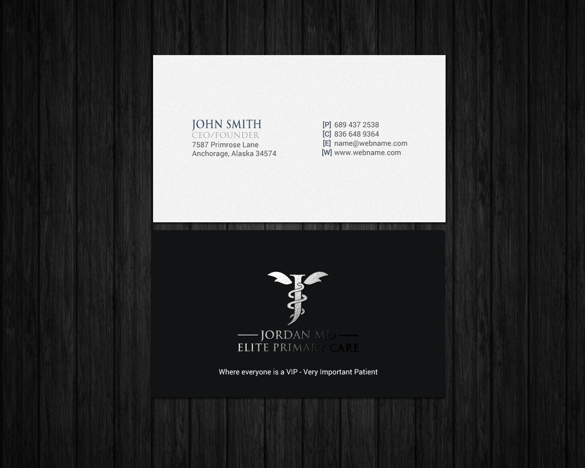 Diseño de Tarjeta de Presentación por chandrayaan.creative para Jordan Elite Primary Care | Diseño #17412981