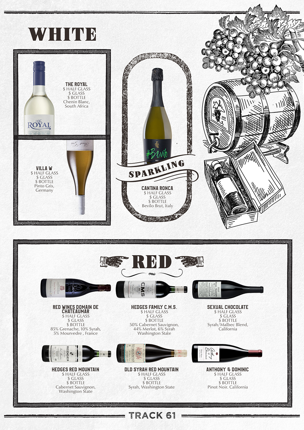 Menü-Design von mrmrnjr für Track 61 | Design #17565825