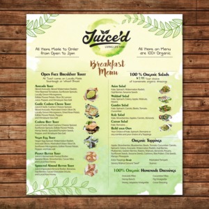 Juice'd Food Menu | Menü-Design von Lesaba Design