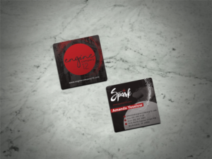Square Business Cards for Our Restaurant / Event Venue | Business Card Design by Scorpius design