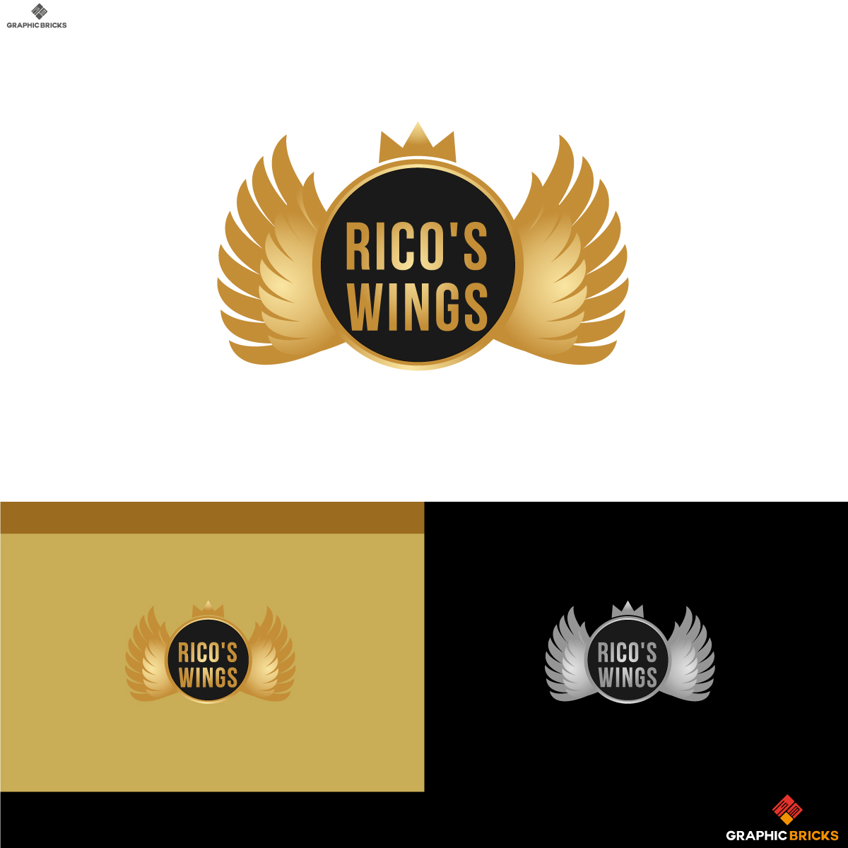 Logo Design by Graphic Bricks for ricos wings | Design #17788620