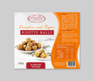 Eye popping Label for Frozen Risotto Balls | Diseño de Etiqueta por maricreatives