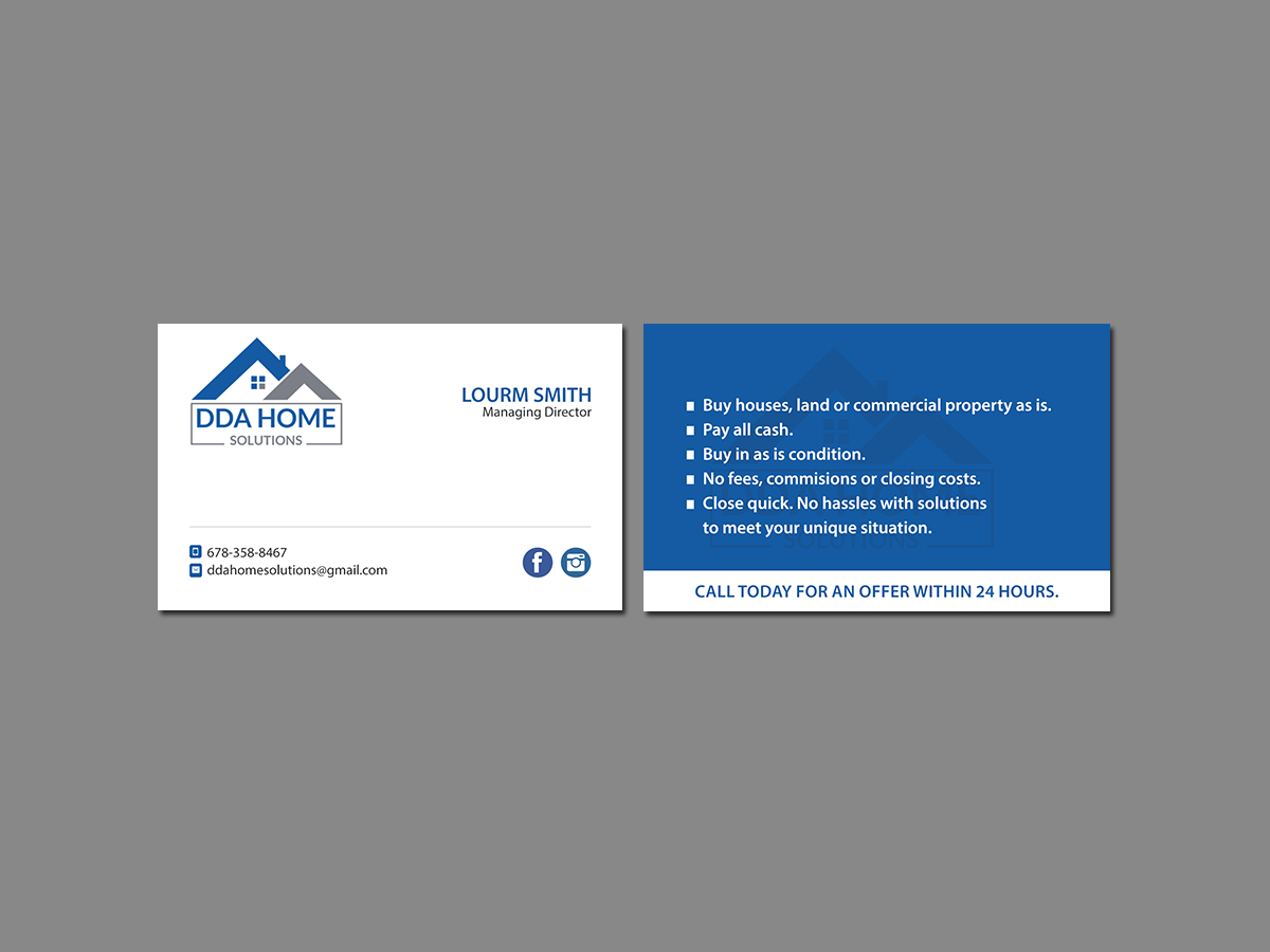 Business Card Design by Creations Box 2015 for DDA Home Solutions LLC | Design #17666801