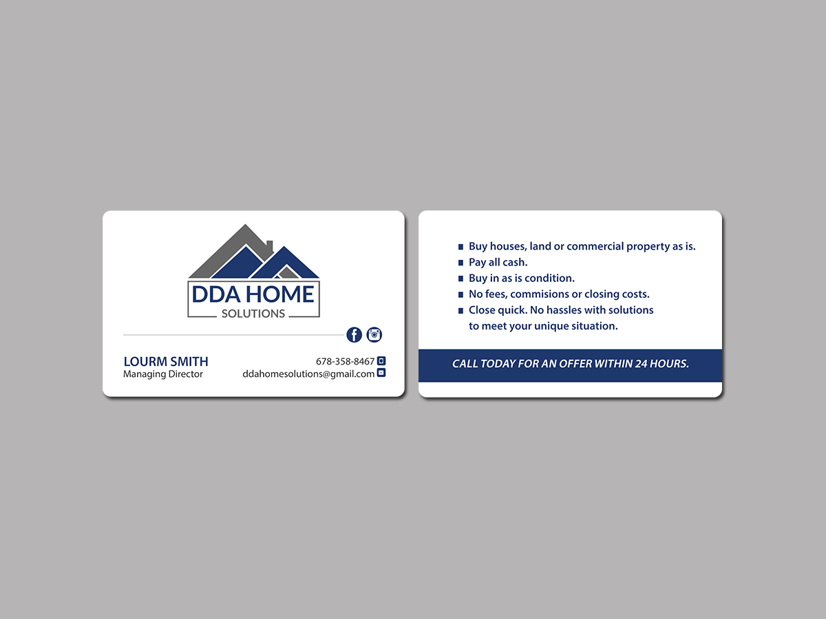 Design de Carte de Visite par Creations Box 2015 pour DDA Home Solutions LLC | Design #17666803