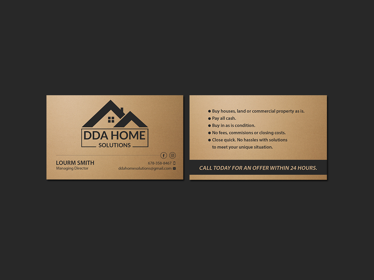 Business Card Design by Creations Box 2015 for DDA Home Solutions LLC | Design #17666812
