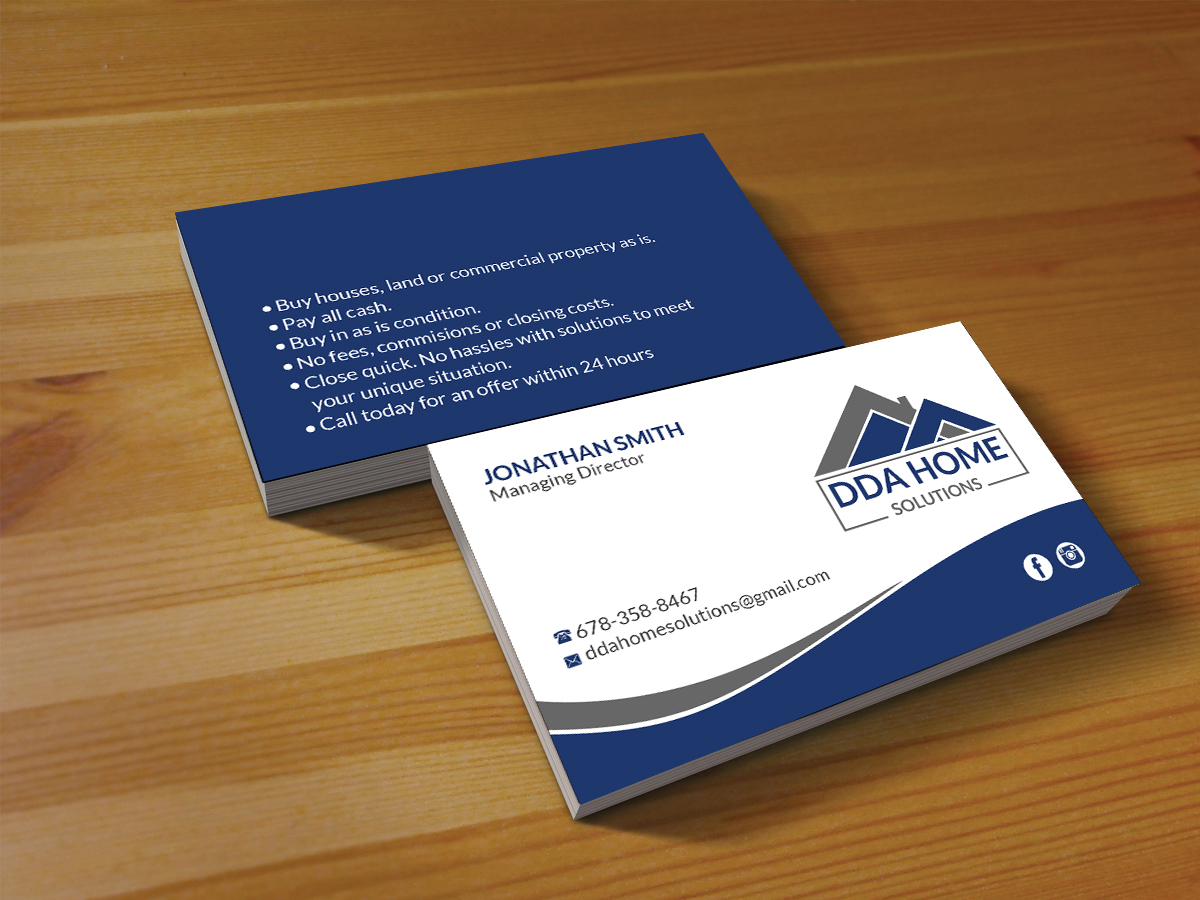 Business Card Design by Creations Box 2015 for DDA Home Solutions LLC | Design #17667259