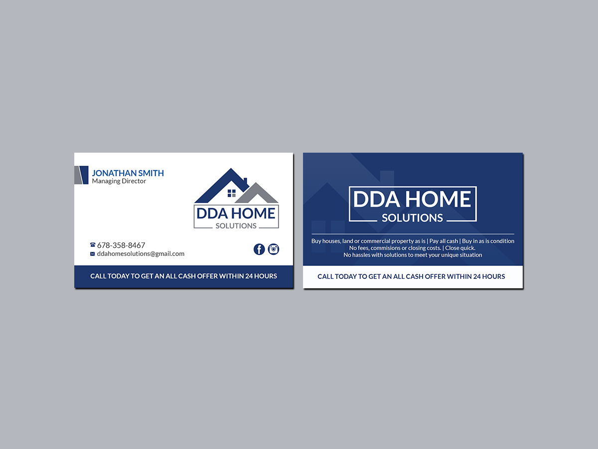 Business Card Design by Creations Box 2015 for DDA Home Solutions LLC | Design #18027549