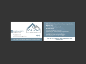 Business Card Design by Creations Box 2015 for DDA Home Solutions LLC | Design: #18065115