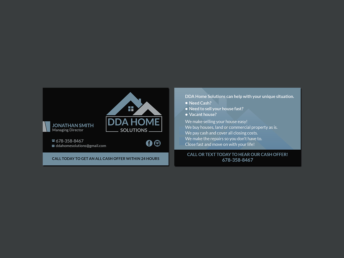 Visitenkarten-Design von Creations Box 2015 für DDA Home Solutions LLC | Design #18065117