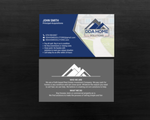 Diseño de Tarjeta de Presentación por chandrayaan.creative para DDA Home Solutions LLC | Diseño: #17643378