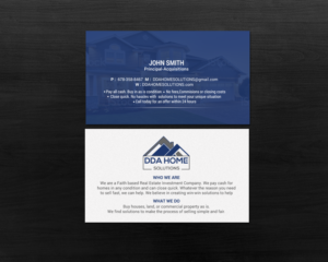 Diseño de Tarjeta de Presentación por chandrayaan.creative para DDA Home Solutions LLC | Diseño: #17643405
