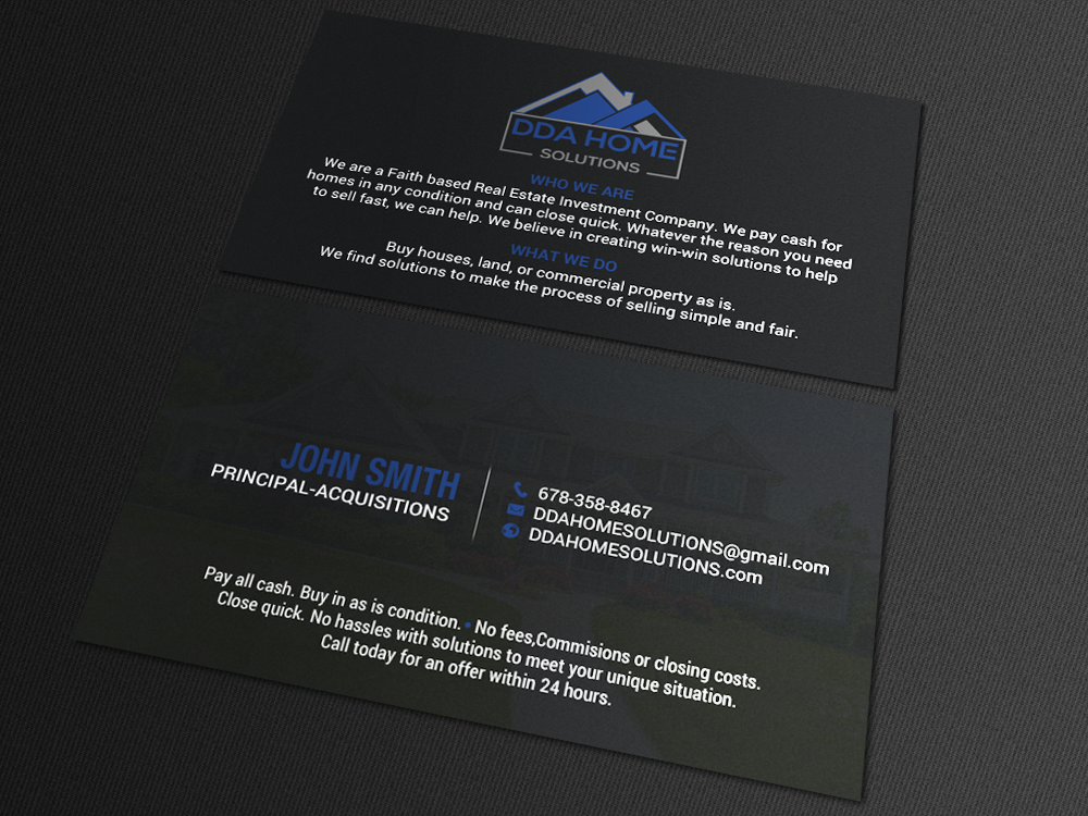 Business Card Design by chandrayaan.creative for DDA Home Solutions LLC | Design #17643435