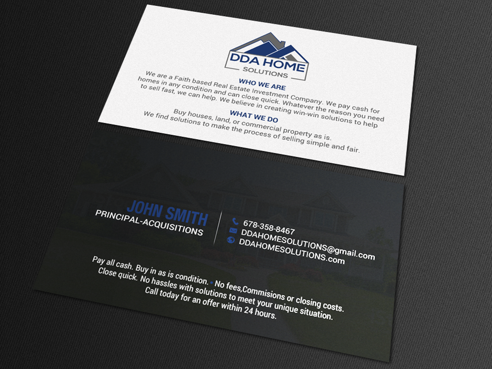 Business Card Design by chandrayaan.creative for DDA Home Solutions LLC | Design #17643437