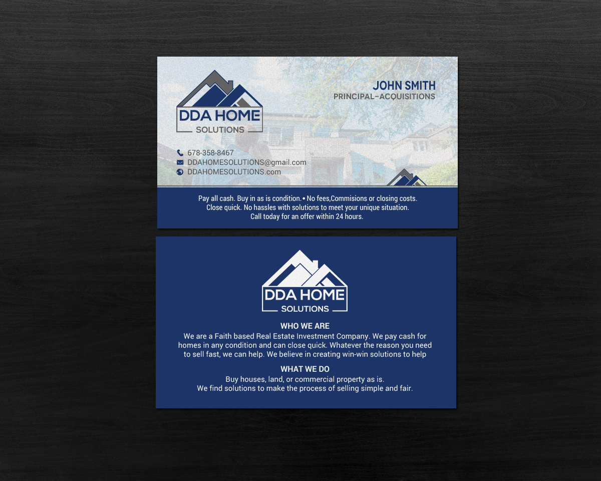 Business Card Design by chandrayaan.creative for DDA Home Solutions LLC | Design #17643471