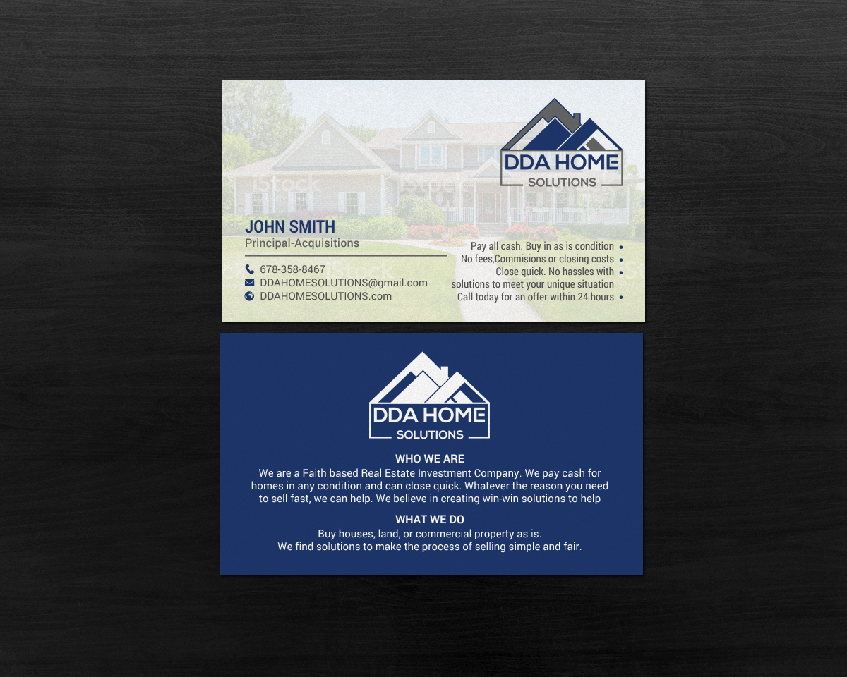 Business Card Design by chandrayaan.creative for DDA Home Solutions LLC | Design #17645607