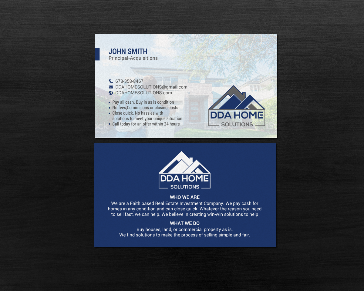 Diseño de Tarjeta de Presentación por chandrayaan.creative para DDA Home Solutions LLC | Diseño #17645609