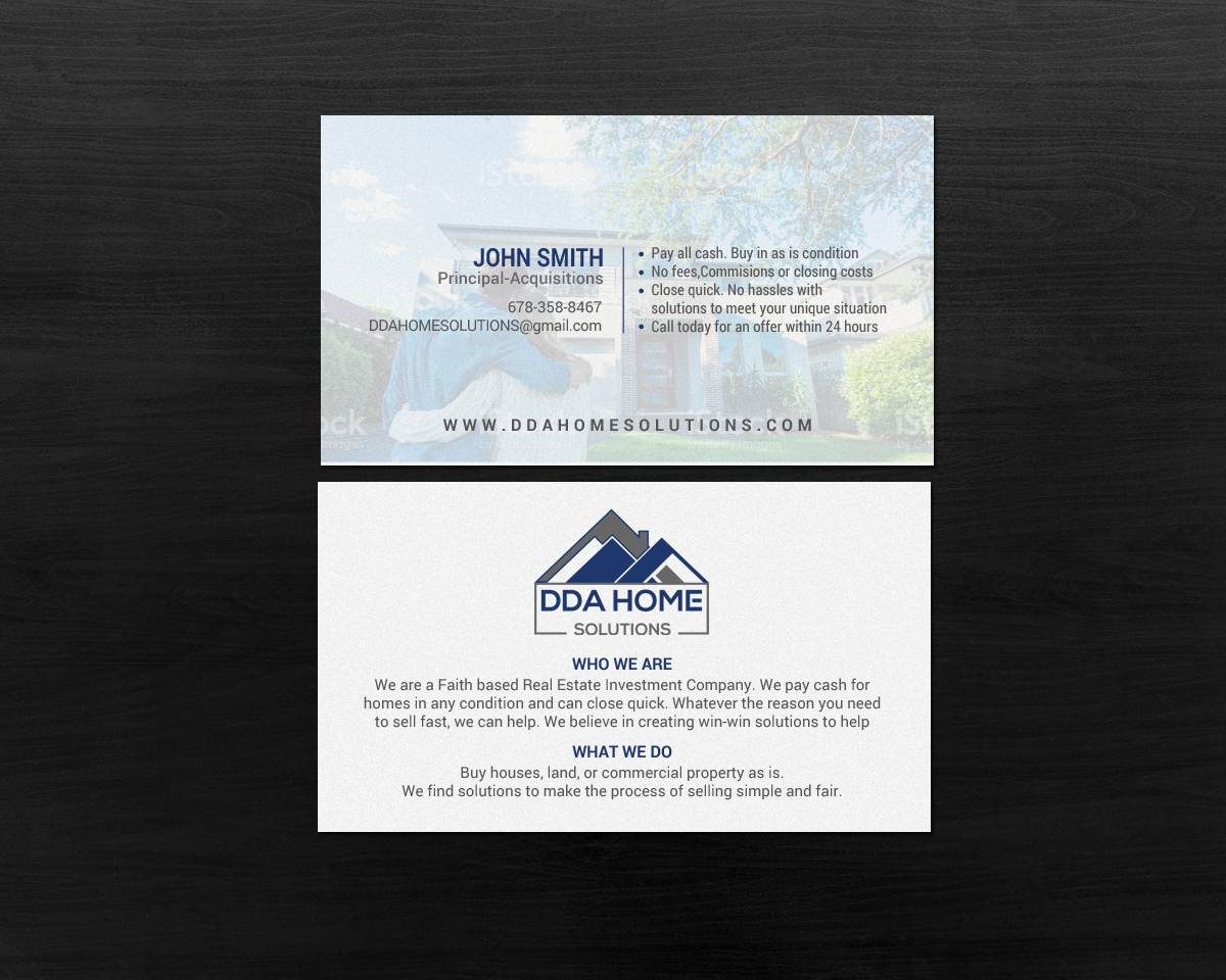 Business Card Design by chandrayaan.creative for DDA Home Solutions LLC | Design #17647539