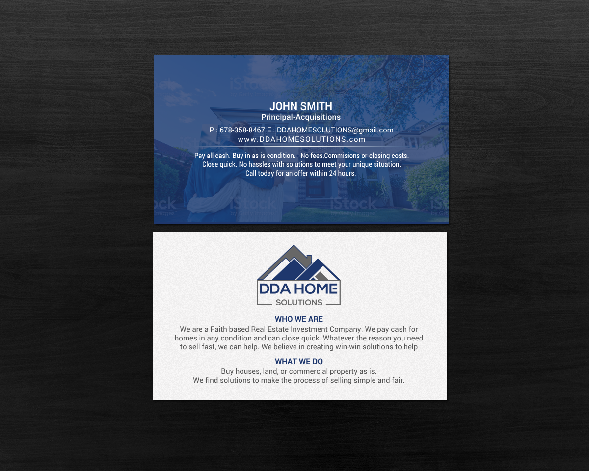Business Card Design by chandrayaan.creative for DDA Home Solutions LLC | Design #17647540