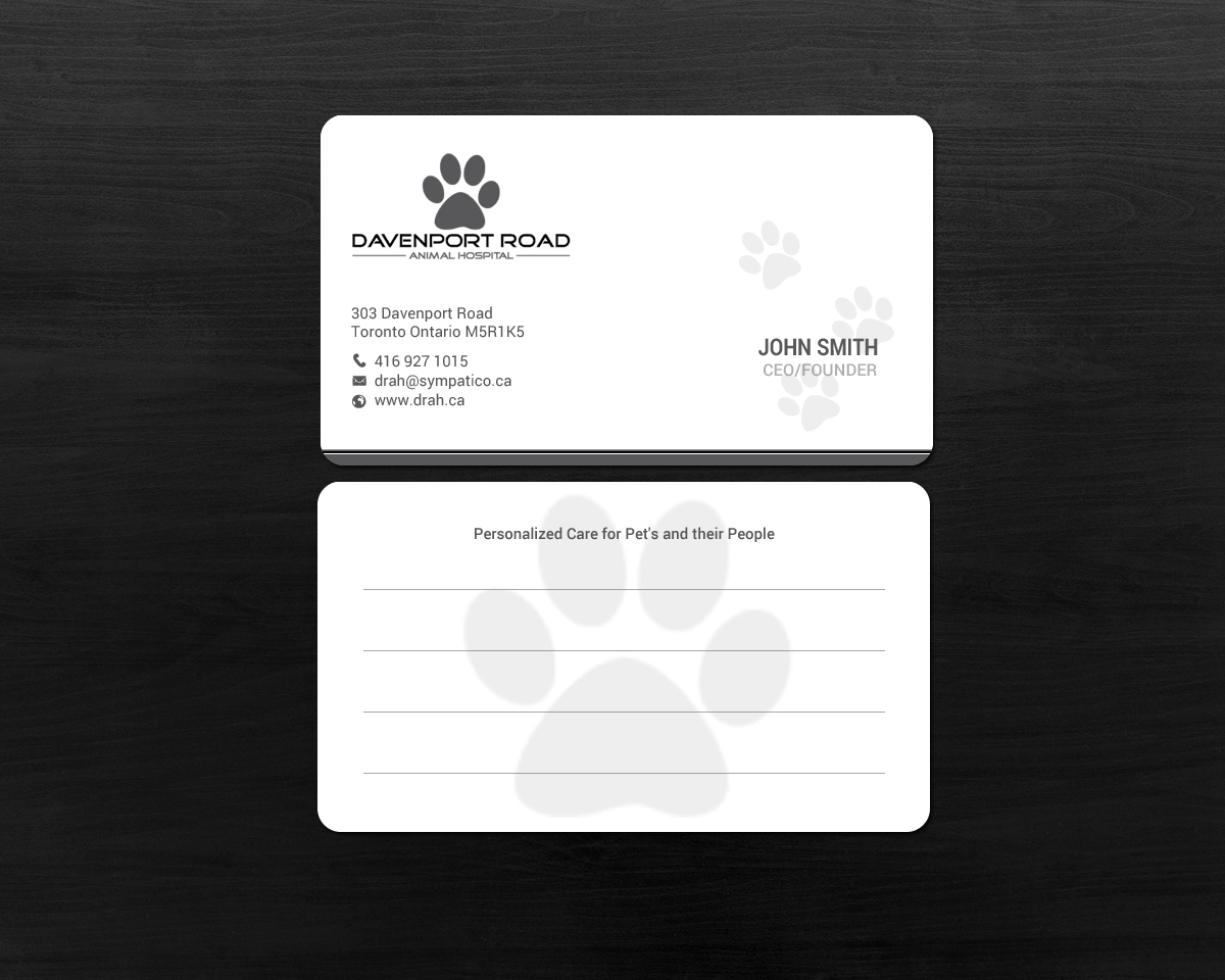 Business Card Design by chandrayaan.creative for Davenport Road Animal Hospital | Design #17467022