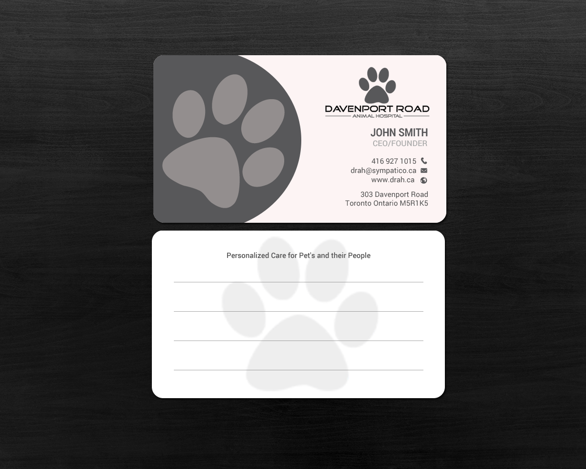 Diseño de Tarjeta de Presentación por chandrayaan.creative para Davenport Road Animal Hospital | Diseño #17467024