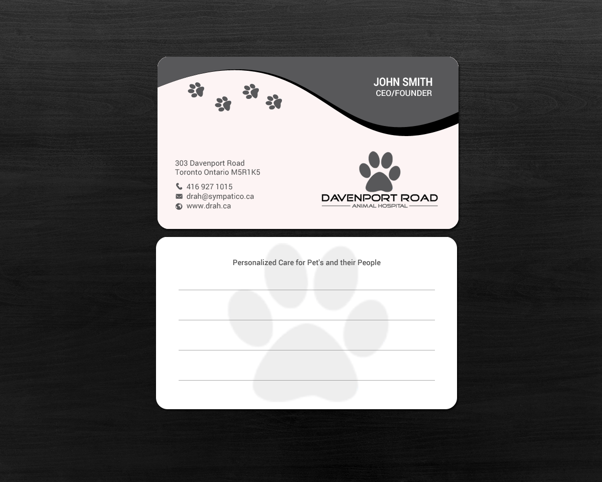 Business Card Design by chandrayaan.creative for Davenport Road Animal Hospital | Design #17467026