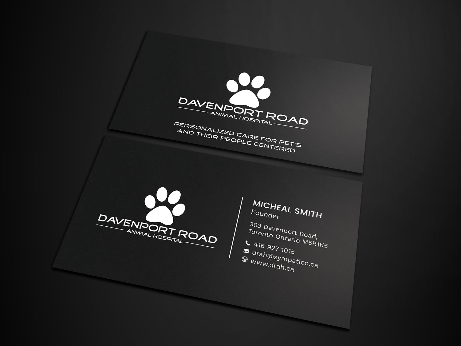 Visitenkarten-Design von Tripti Ranjan Gain für Davenport Road Animal Hospital | Design #17460060