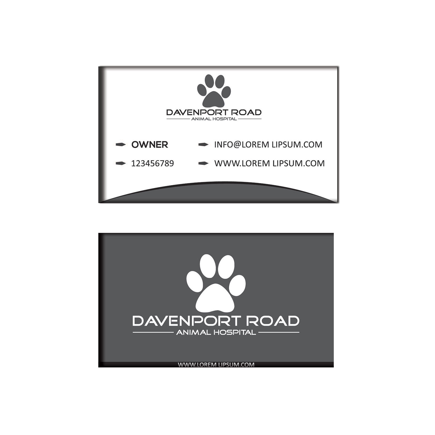 Business Card Design by dr ghulam mustafa sahab for Davenport Road Animal Hospital | Design #17539366