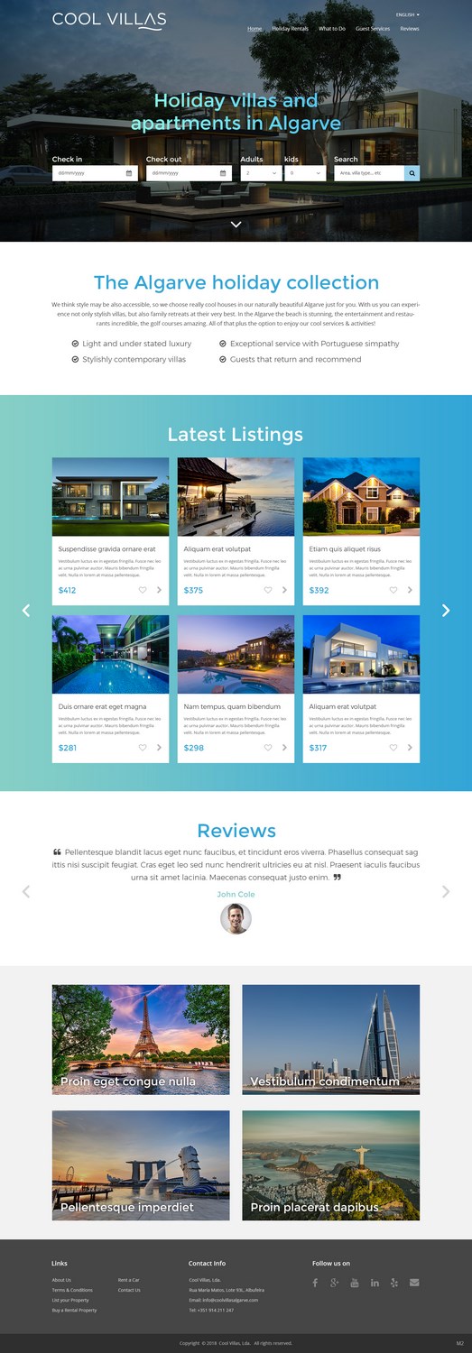 Wordpress Design by pb for Cool Villas, Lda. | Design #17480416