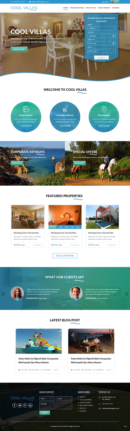 Wordpress Design by pb for Cool Villas, Lda. | Design #17480427