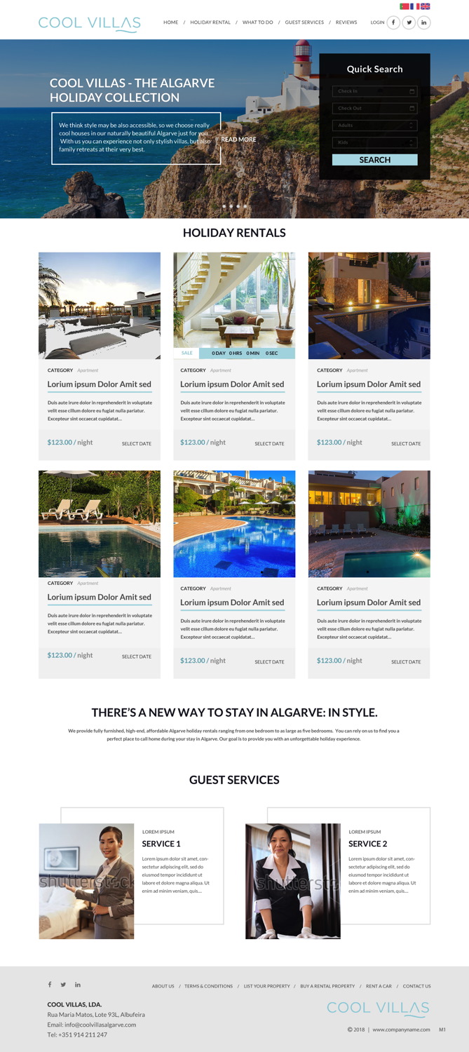 Wordpress Design by pb for Cool Villas, Lda. | Design #17480428