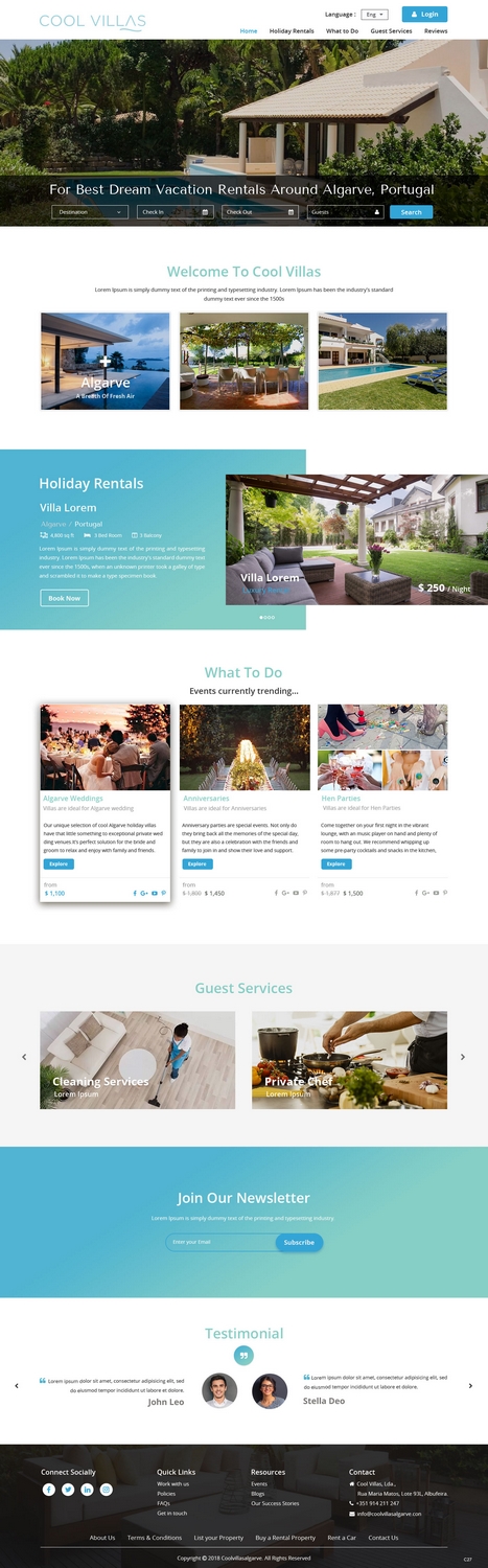 Wordpress Design by pb for Cool Villas, Lda. | Design #17492770