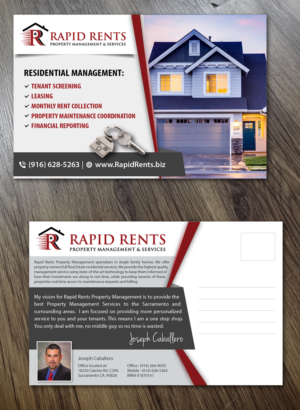 Diseño de Postal por Alexandar para Rapid Rents Property Management & Services | Diseño: #17490073