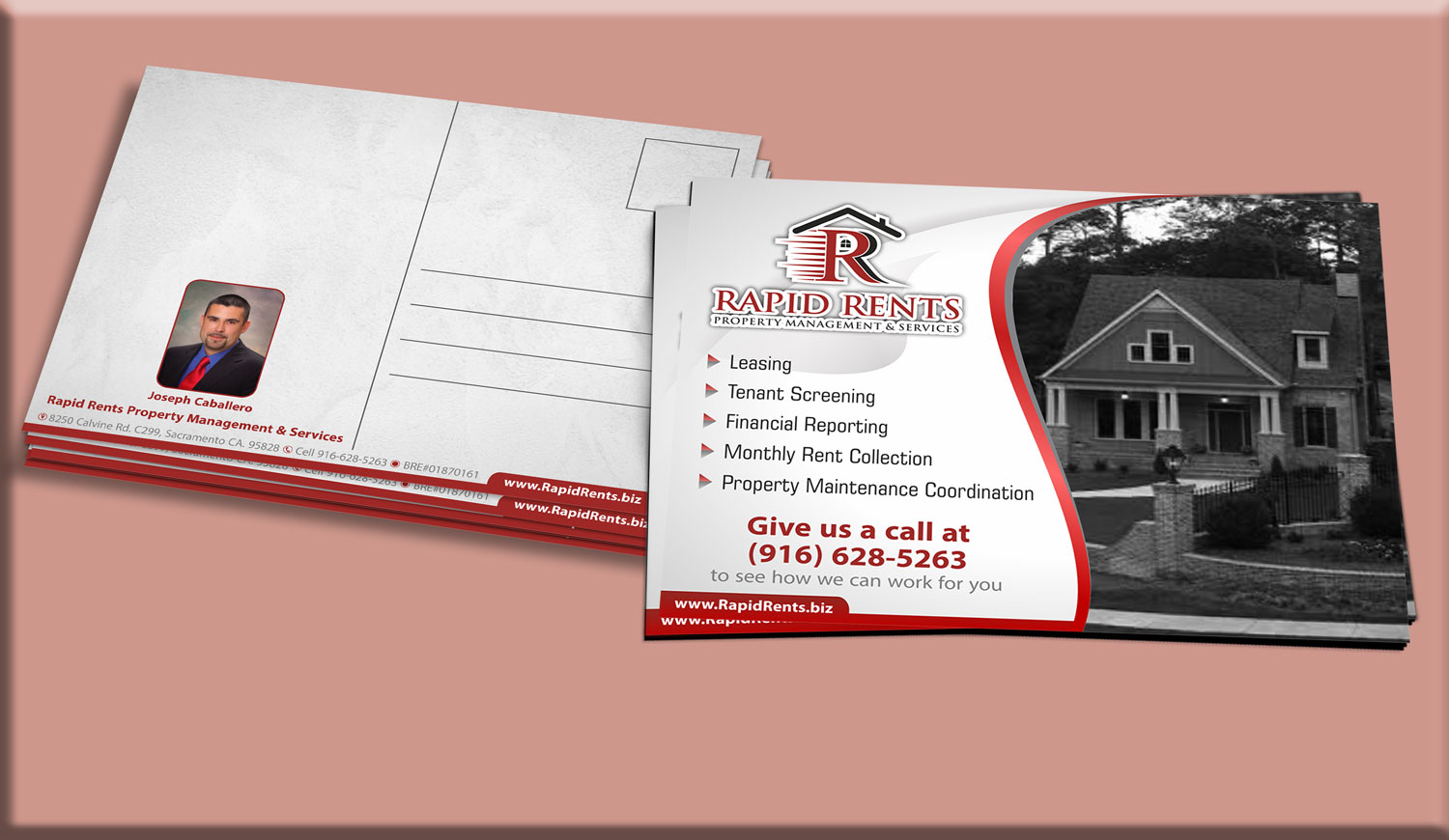 Postkarten-Design von Petter Goms für Rapid Rents Property Management & Services | Design #17536685