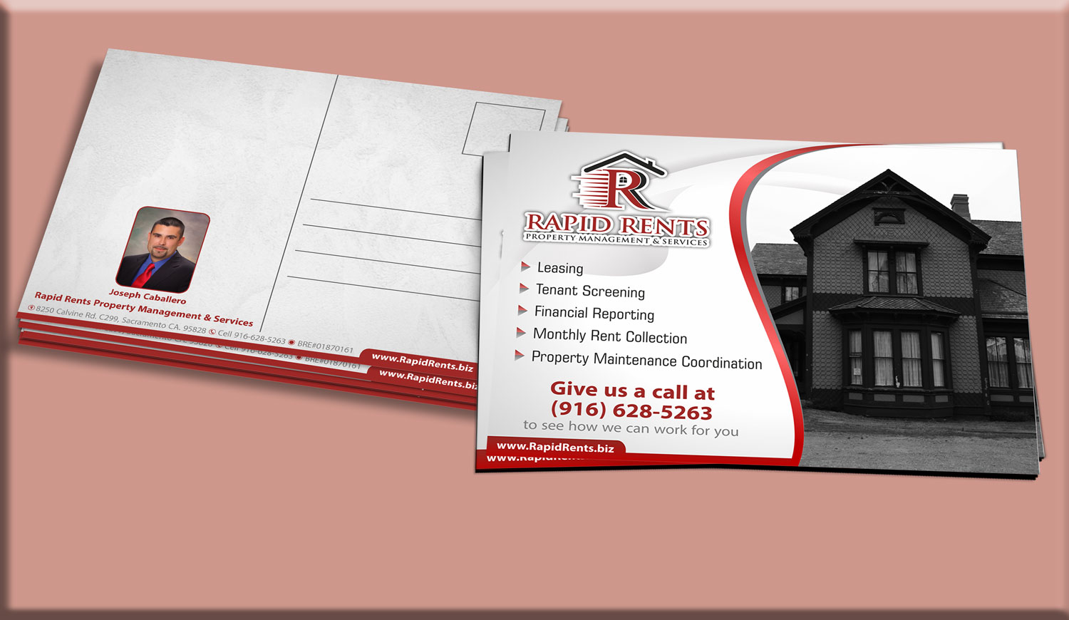 Postkarten-Design von Petter Goms für Rapid Rents Property Management & Services | Design #17536686