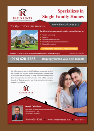 Diseño de Postal por meet007 para Rapid Rents Property Management & Services | Diseño: #17489693
