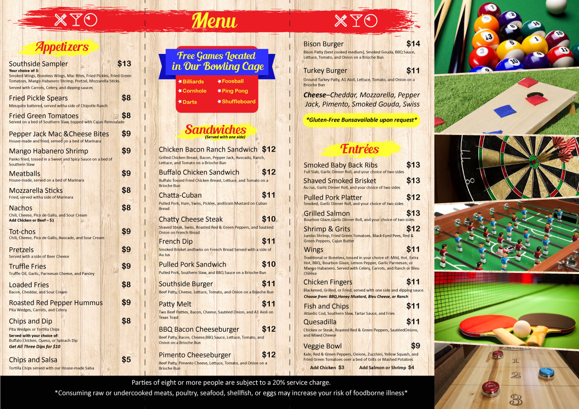 Menu Design by Parul for Southside Social | Design #17618291