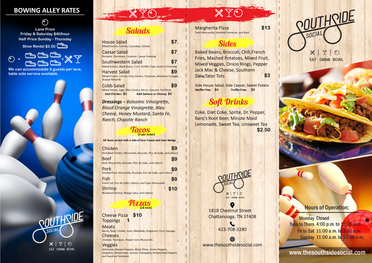 Menu Design by Parul for Southside Social | Design #17618296